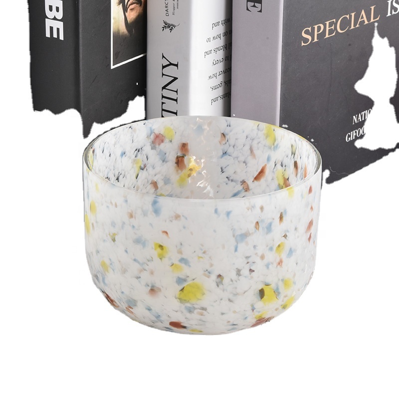 colorful hand made glass candle jars with round bottom
