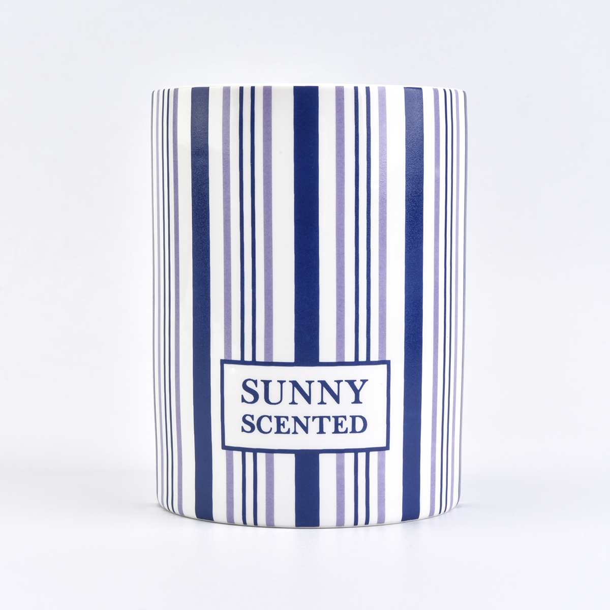 wholesale candle jars with stripes decal, empty ceramic candle holder