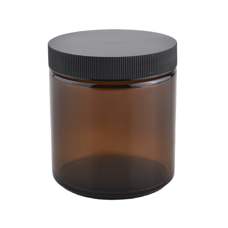 Popular Custom finish amber cylinder candle glass holders with lid cover