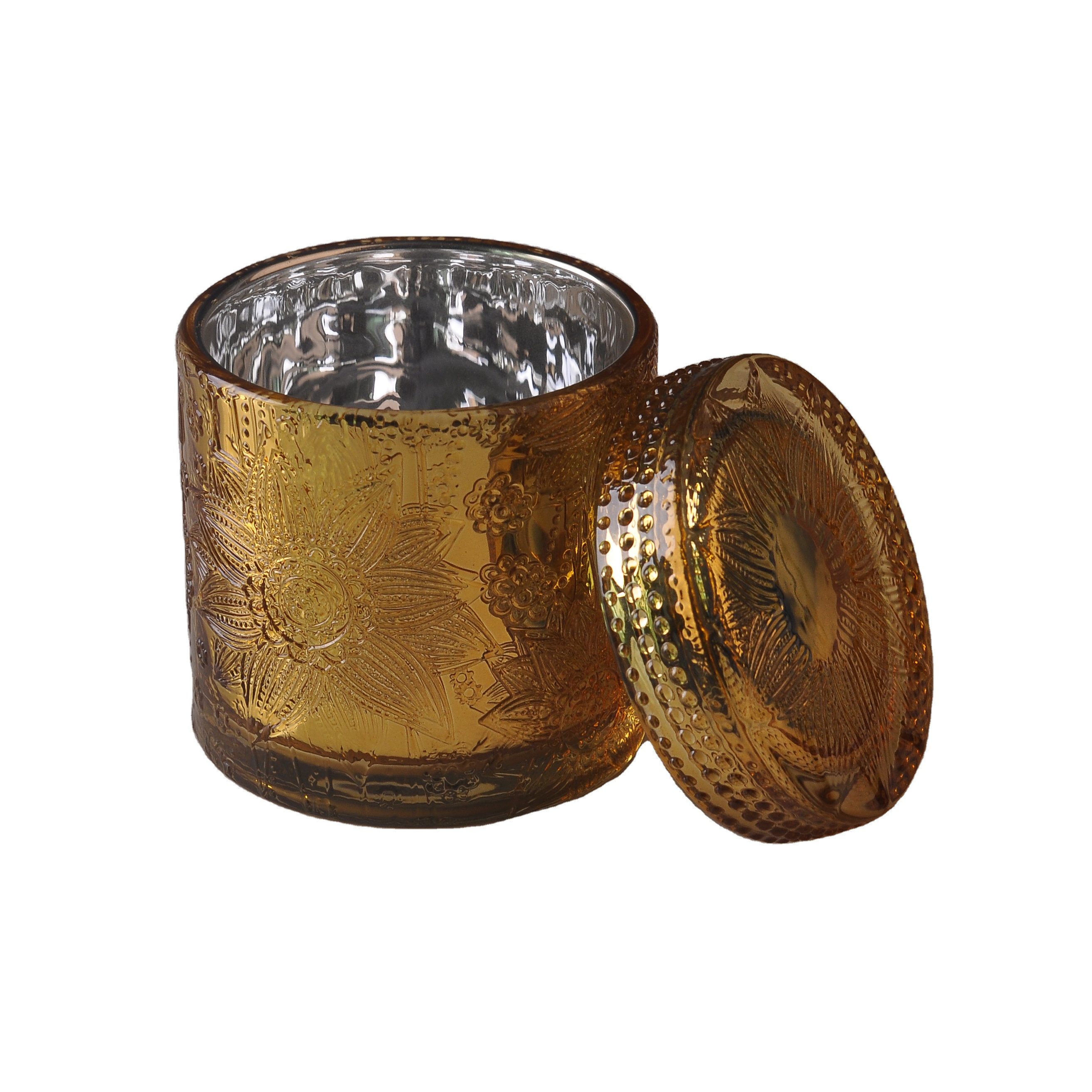 Sunny glassware luxury engraving custom Glass candle vessel with glass lids