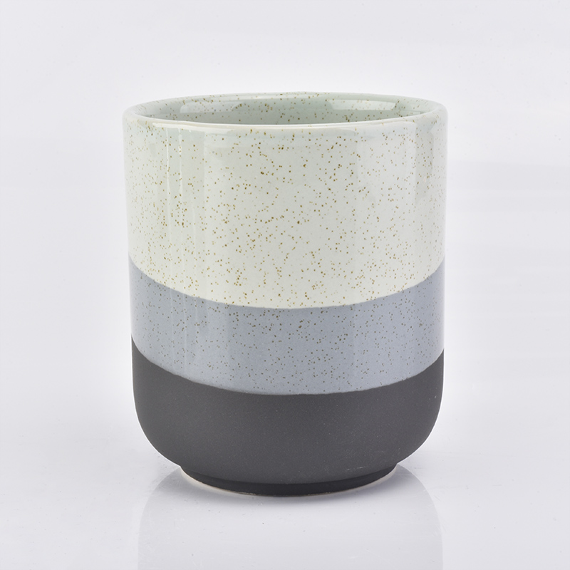 cold color glazed ceramic candle container, curved bottom ceramic candle jar 12oz