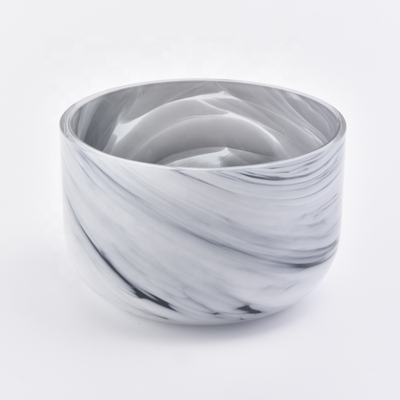 marbled candle container 560ml glass candle jar 3 wick candle jar