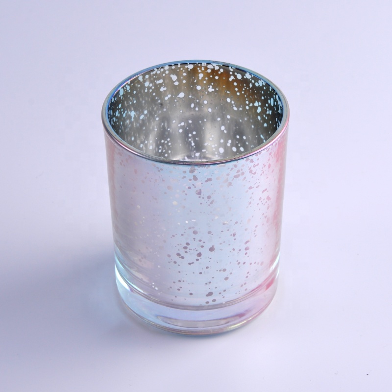 Wholesales customized glass candle holders electroplated laser glass candle vessel