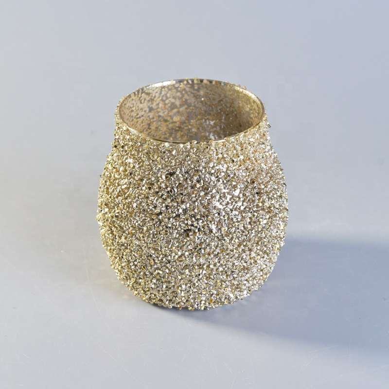 Luxurious glass candle holder gold home decoration wholesale