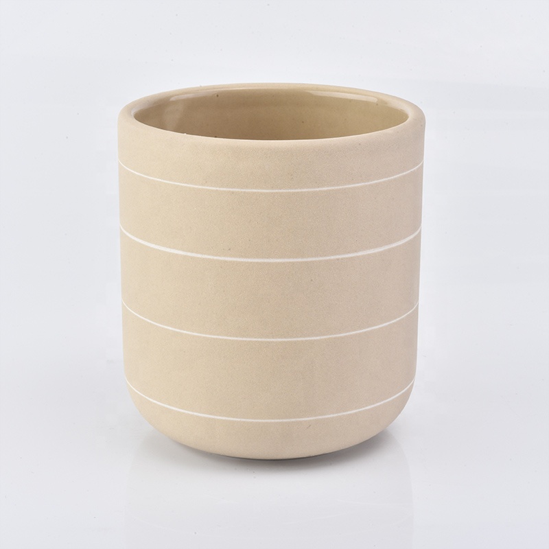 matte ceramic candle jar, 12 oz curve bottom ceramic vessel yellow color