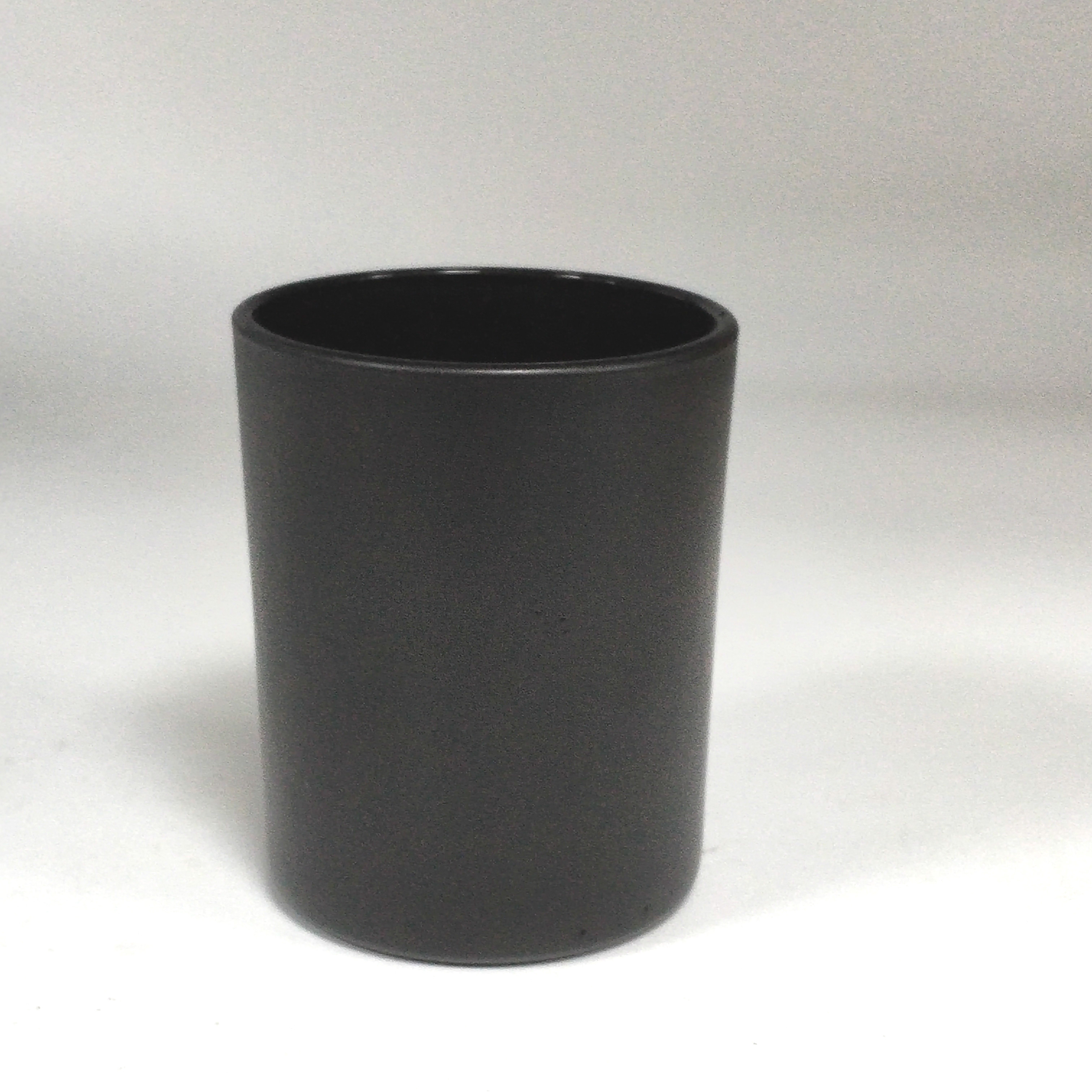 matte black glass candle vessel, cylinder glass votive candle holders