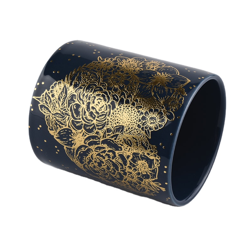 8oz 10oz Home decoration custom logo black luxury ceramic candle jar