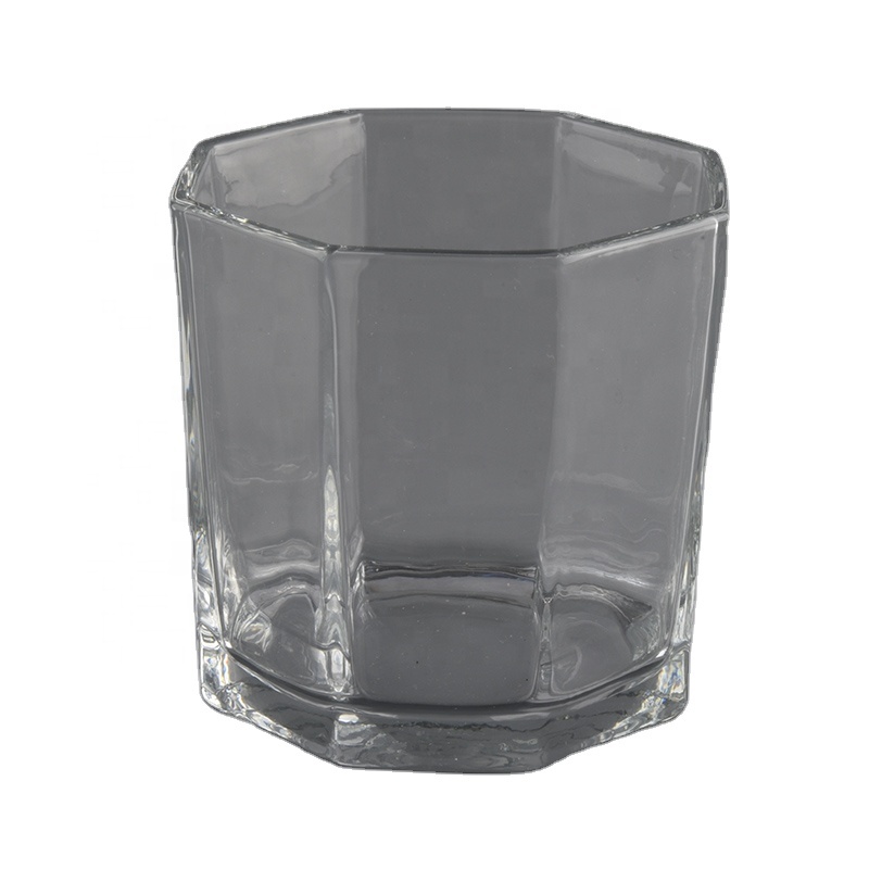 14oz hexagonal transparent glass candle holders