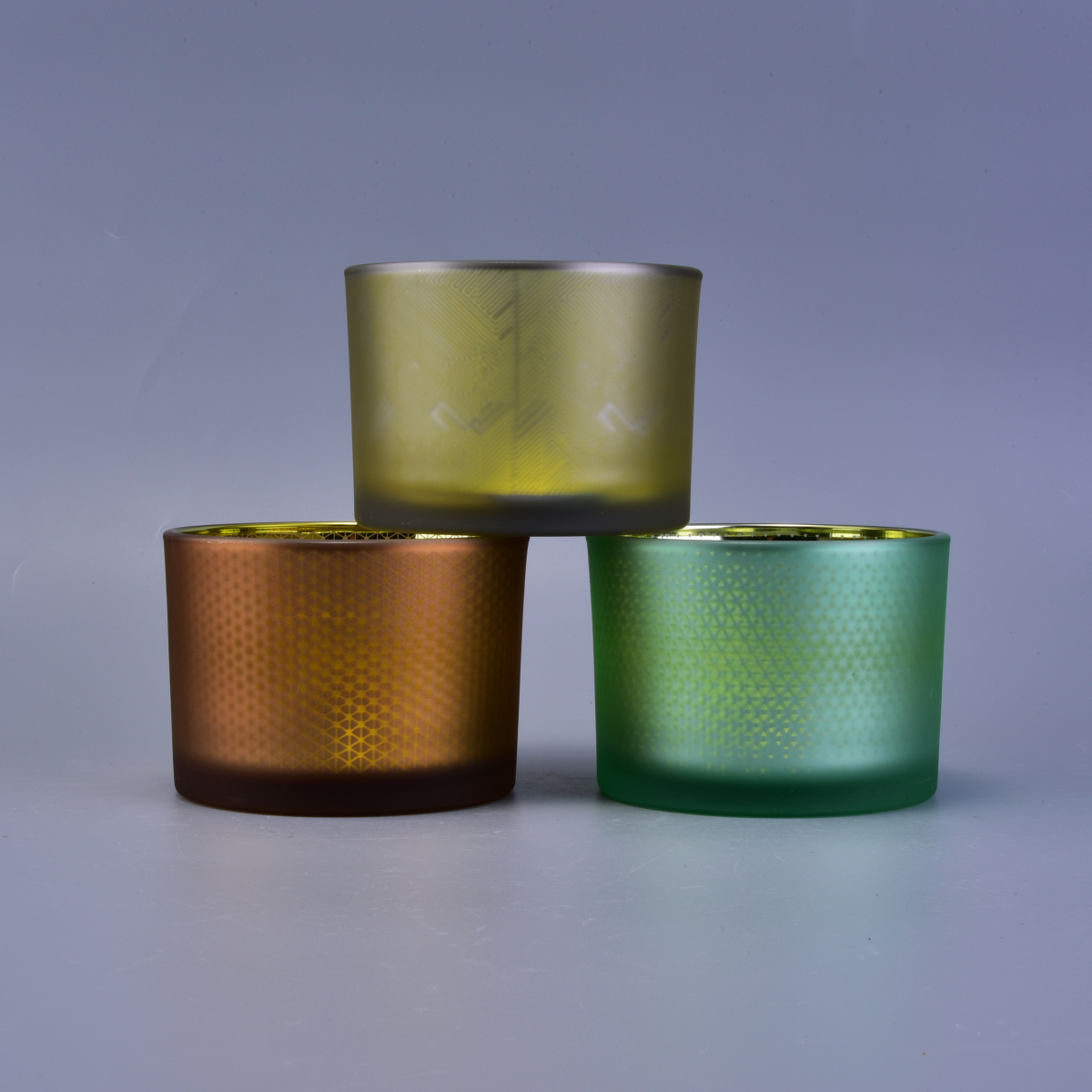 decorative frosted glass candle holders, custom glass candle vessels