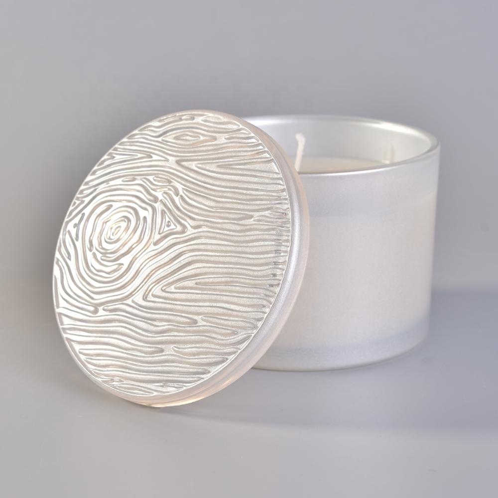 10oz Hot sales white crystal glass candle jars luxury with lid