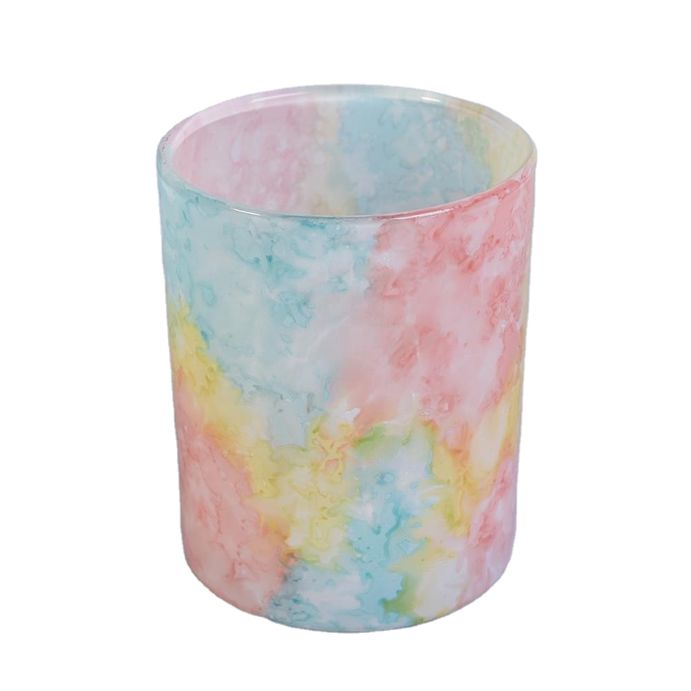 Sunny new design Luxury cylinder ceramic Multicolored candle jar bulk