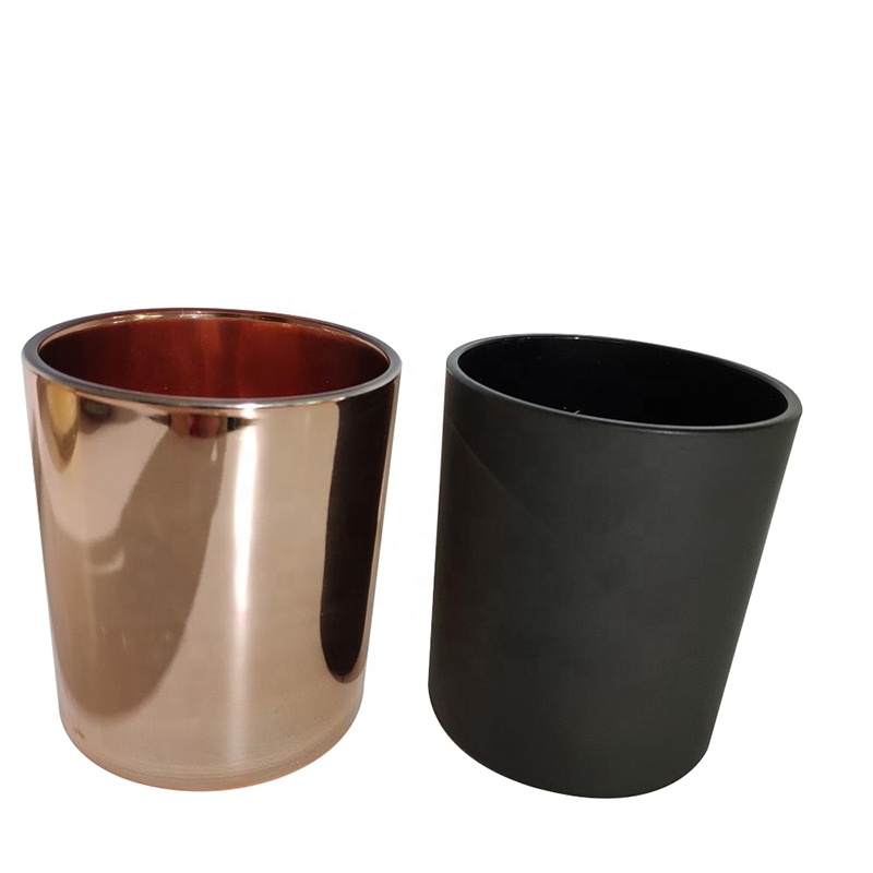 12 oz matte black glass candle holder rose gold glass candle jar