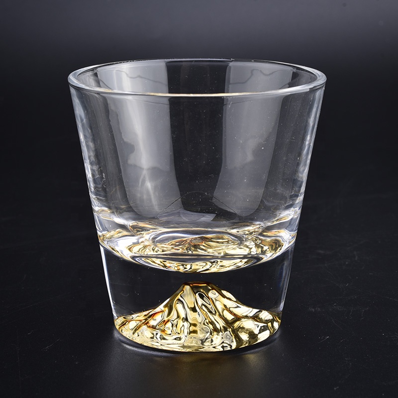 6oz gold glass candle jars with mountain design