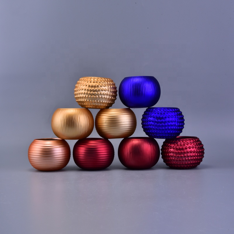 10oz round metallic electroplated ceramic candle holders