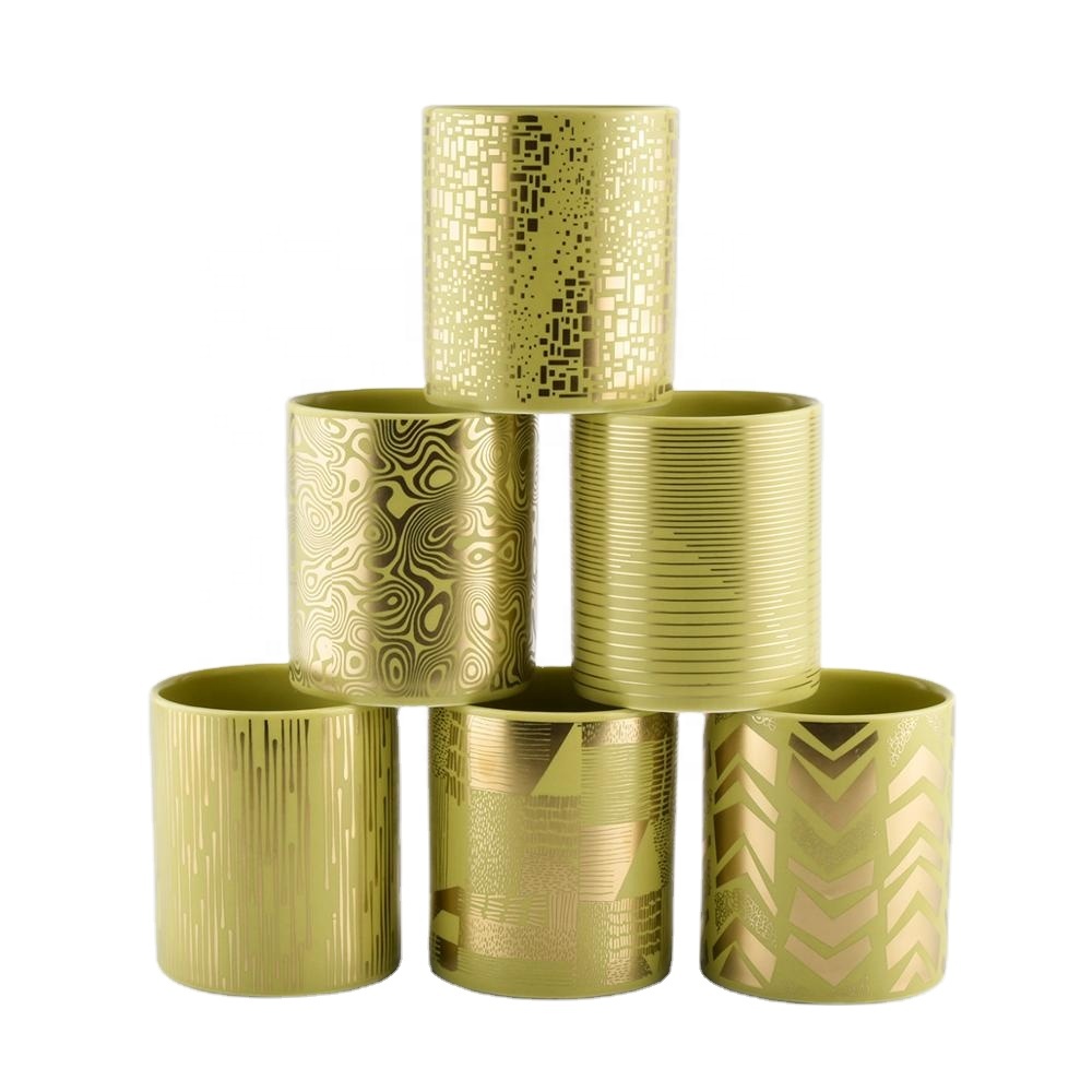 Sunny design Luxury custom golden ceramic candle vessel containers 10oz