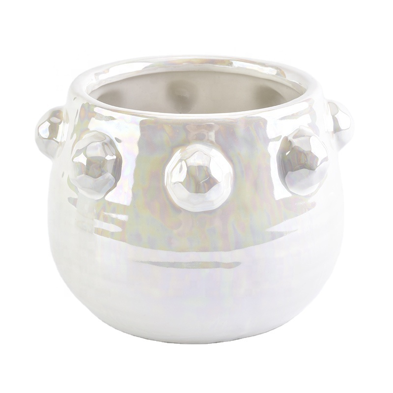 unique ceramic candle vessels iridescent jar wholesale