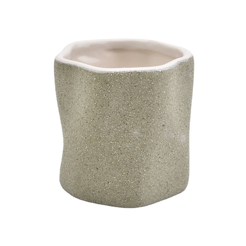 Personalized empty frosted ceramic candle holder in bulk