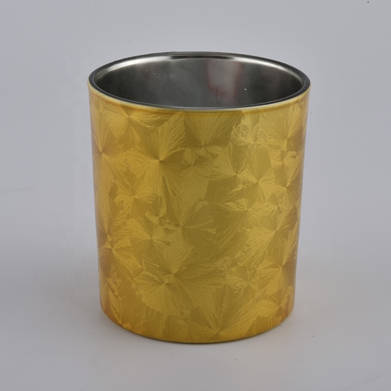 yellow decorative  glass candle holder, custom glass container for candle