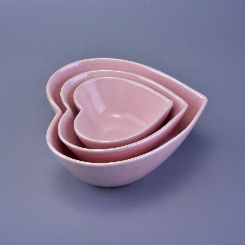 heart design ceramic candle holders with colorful glazed