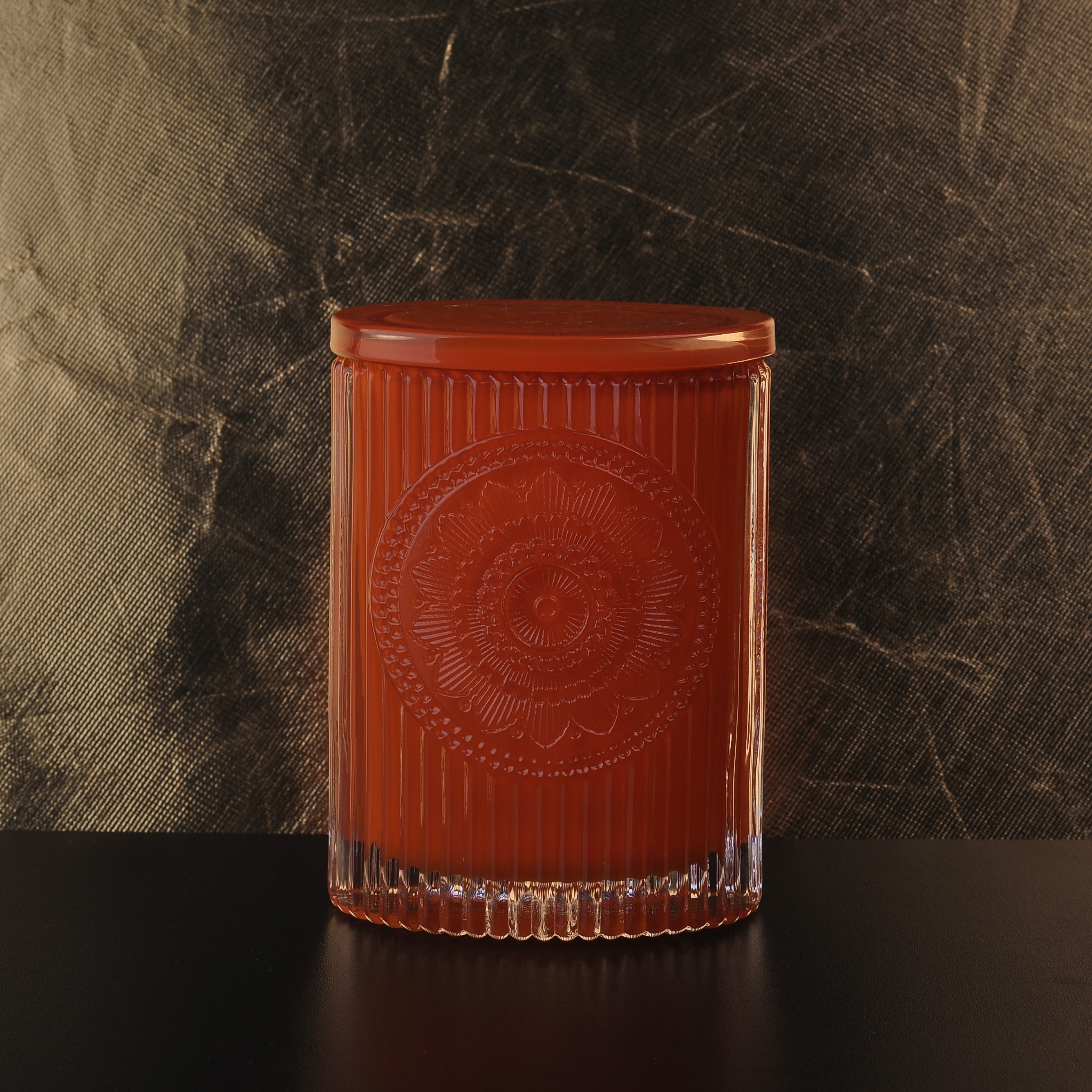 20+years hot sales Luxury cylinder crystal lotus glass candle jar with lids