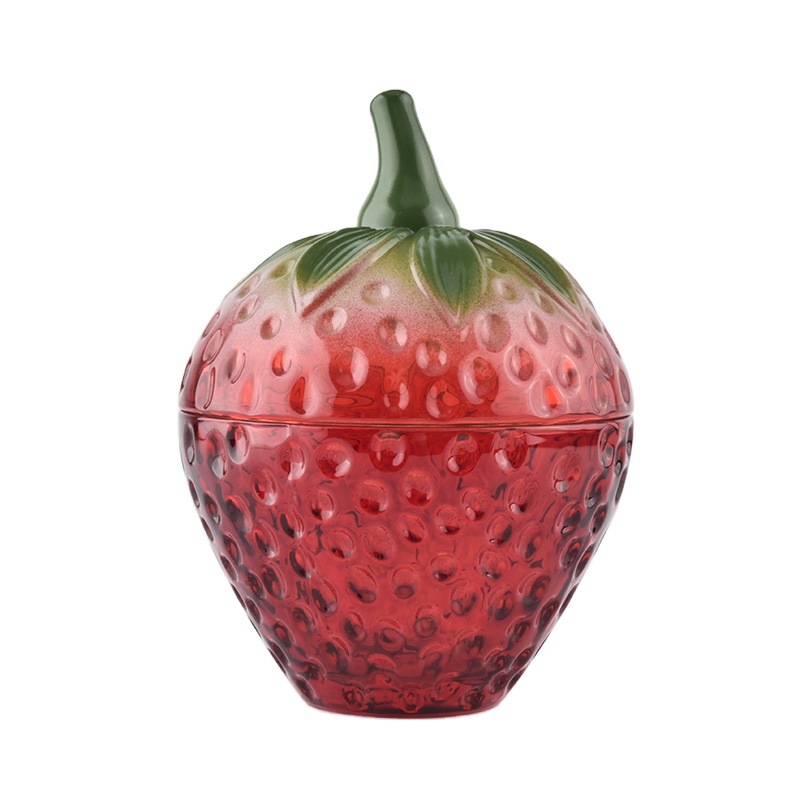 strawberry design glass tealight candle holders
