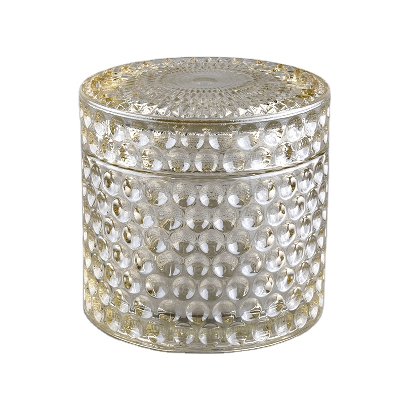 Sunny new design custom bubble crystal decorative glass candle holders with glass lid