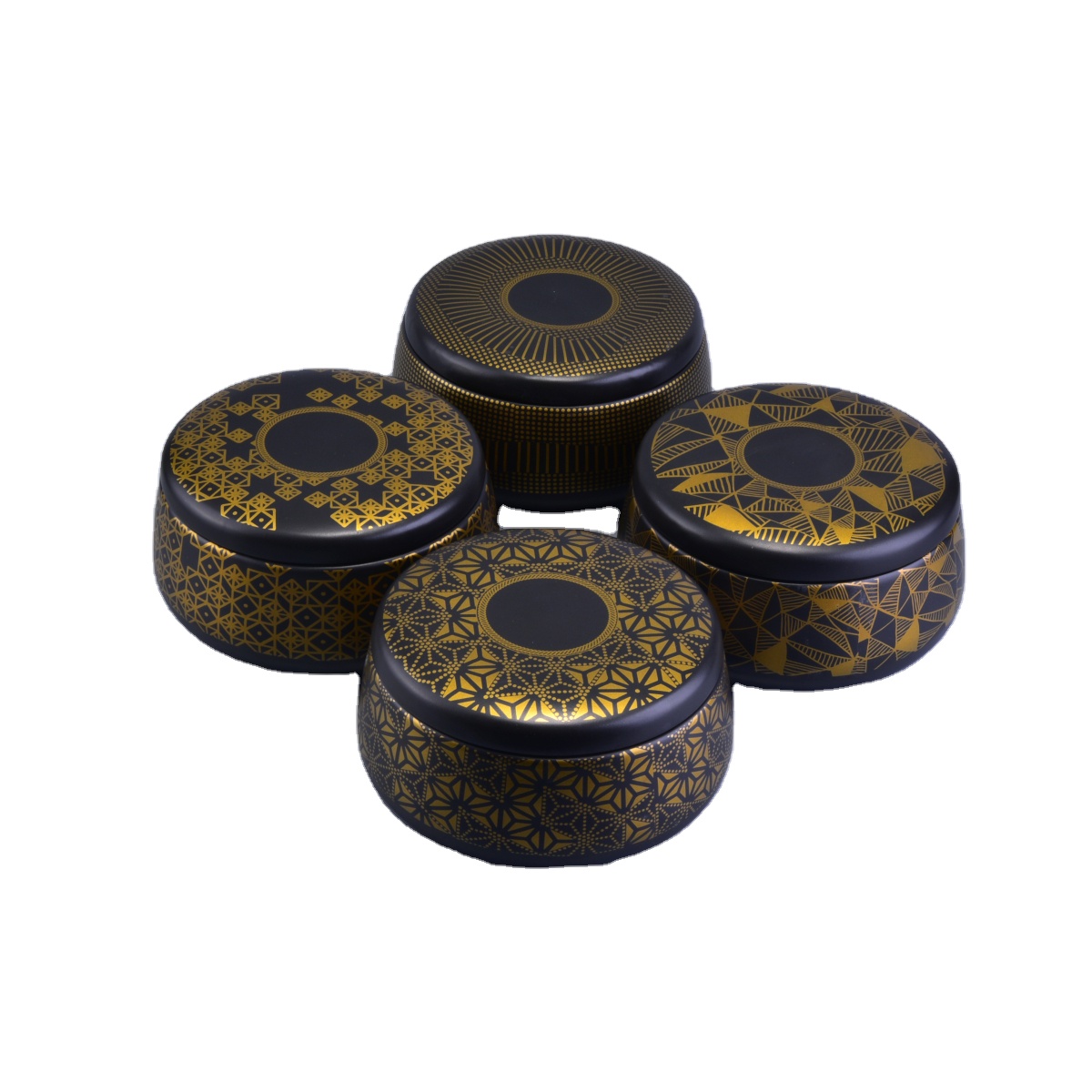 Wholesales round empty black ceramic candle jar with lid