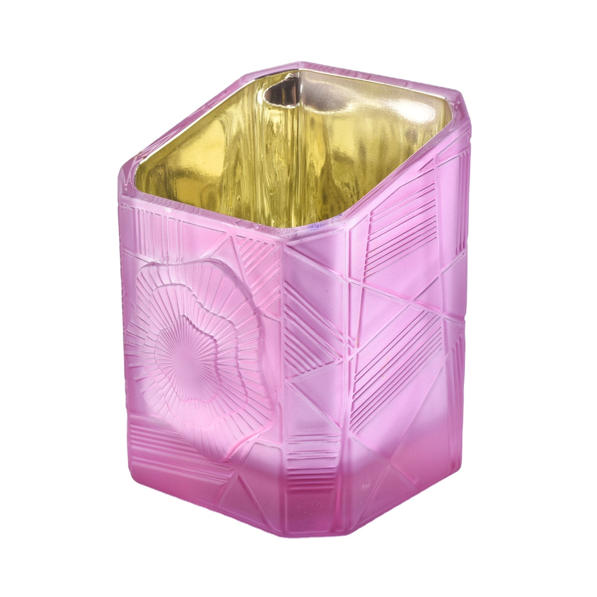 Sunny design custom pink luxury square Glass candle holder