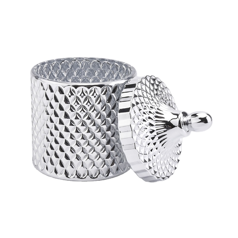 9oz Dark Blue Empty Glass Candle Vessels with Glass Lids Home Decor Wholesales