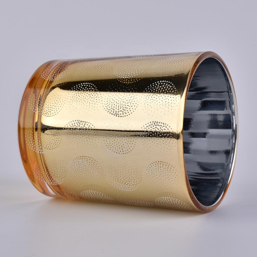 Sunny new design luxury golden glass candle holders vessel wholesales