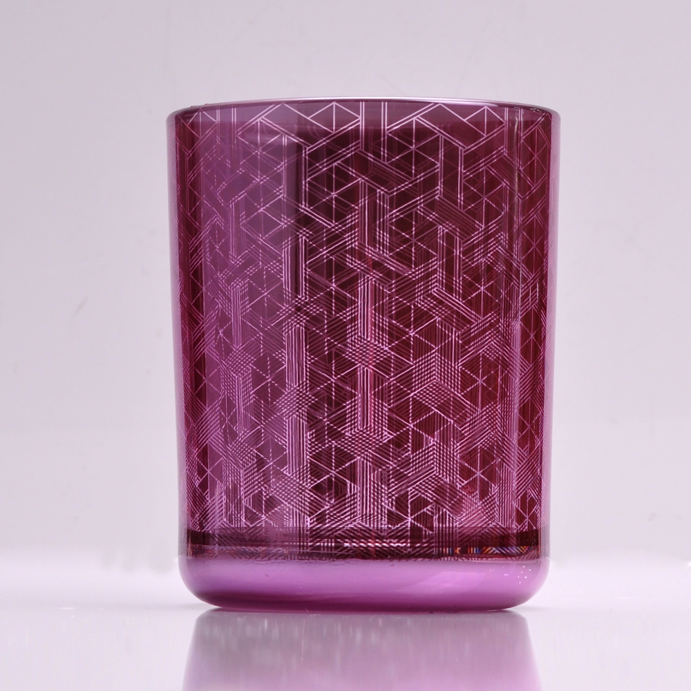 unique glass candle vessel with laser prints custom made, glass votive candle holders
