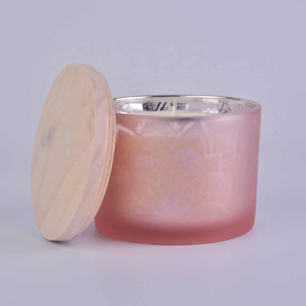 decorative 3 wick pink glass candle making supplies jars and lid