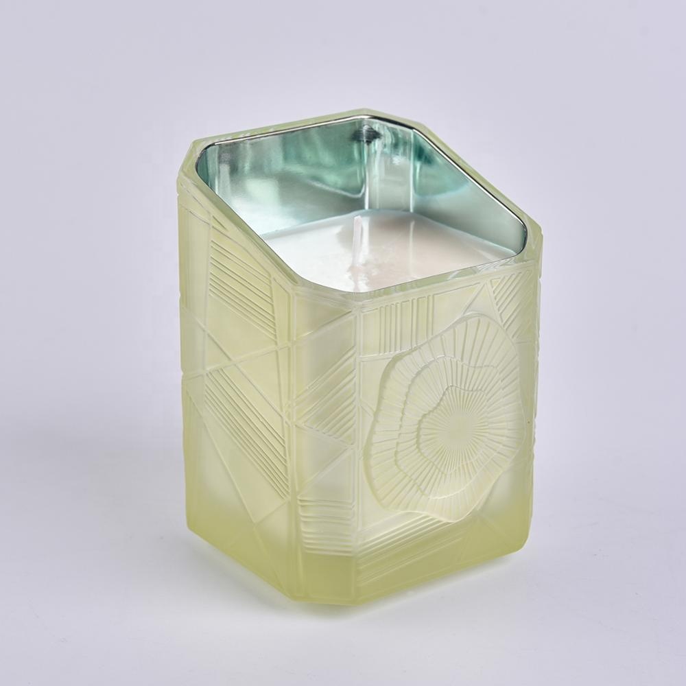 Sunny new design Trapezoid crystal square Luxury glass candle jar holder