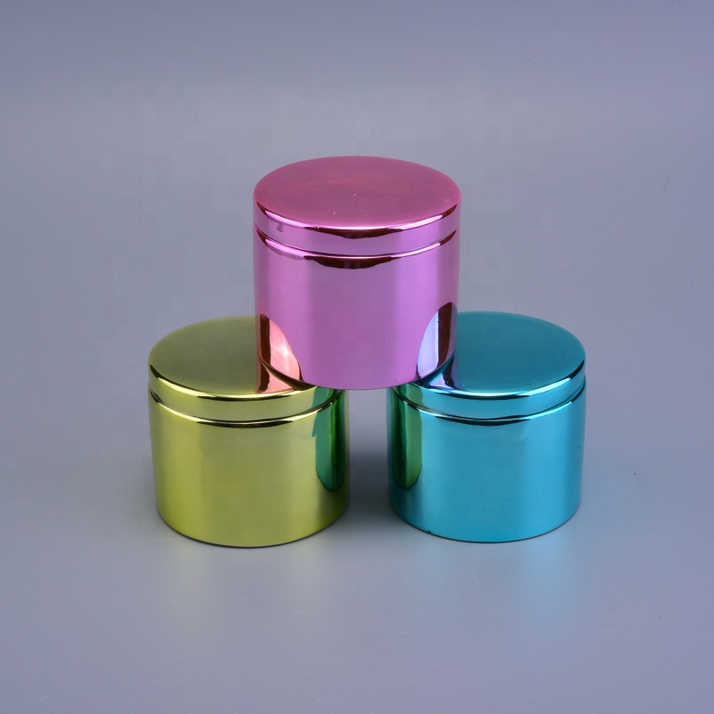 Shining electroplating ceramic votive with lid for candle making