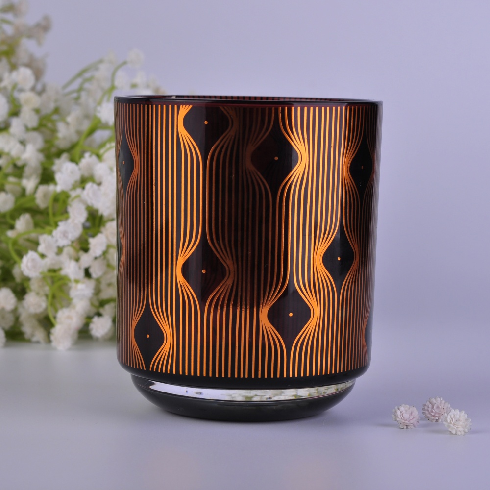 Sunny new design black Luxury glass candle holder jar 10oz 20oz