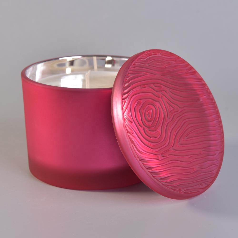 Sunny new design pink crystal Luxury candle jar glass with lid wedding