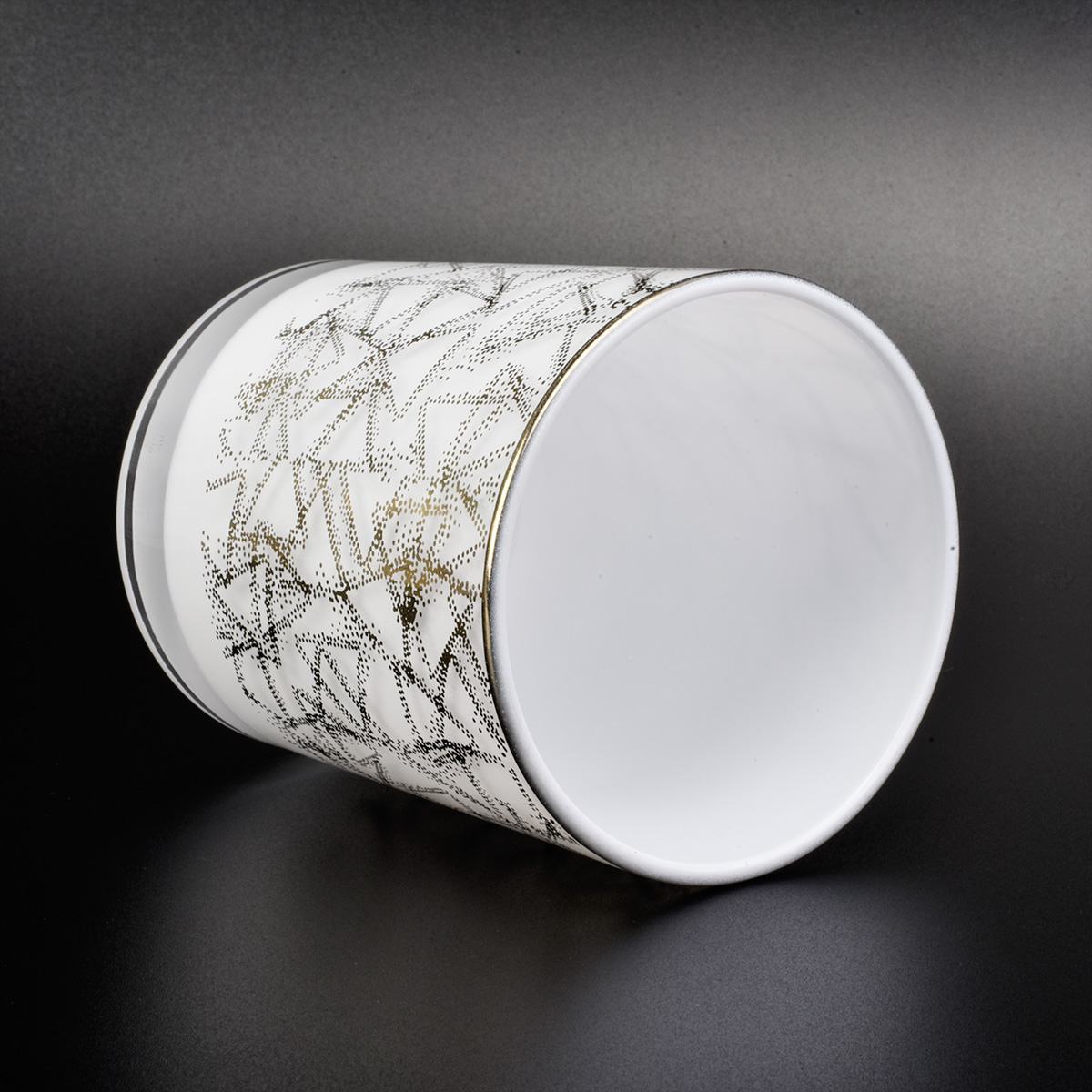 white glass vessel for candle making, empty glass candle holder