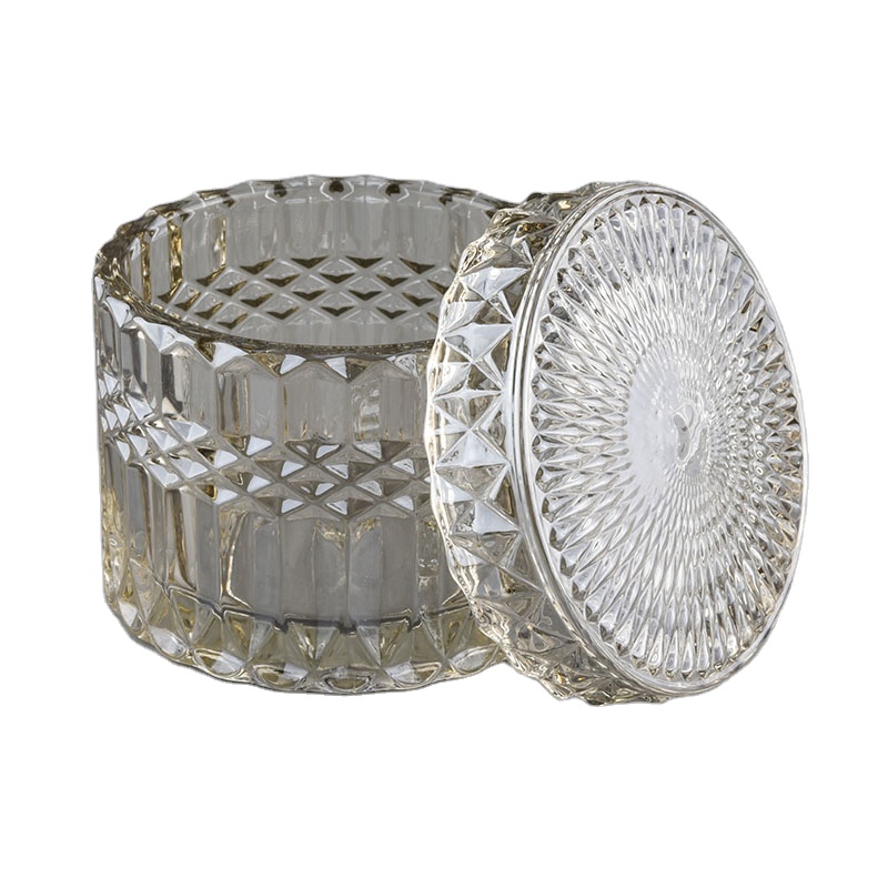 Sunny suppliers custom crystal glass candle holders with lid 10oz 12oz