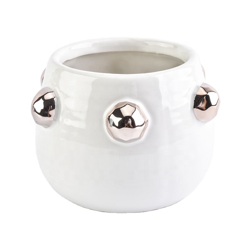 9oz iridescent white ceramic candle bowls