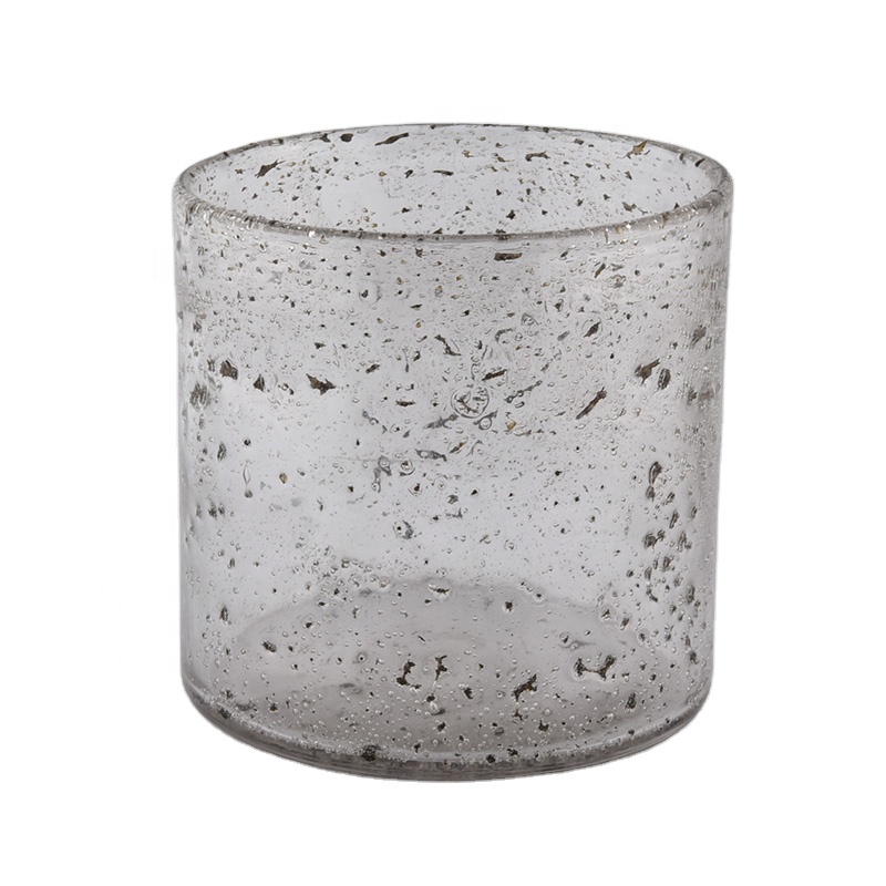 hand made glass candle holders with air bubble finish