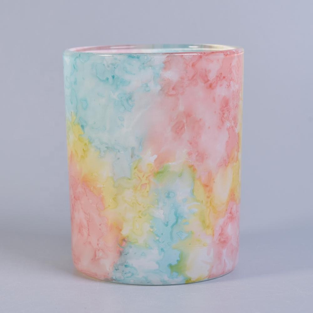 Sunny new design Luxury cylinder ceramic Multicolored candle jar bulk