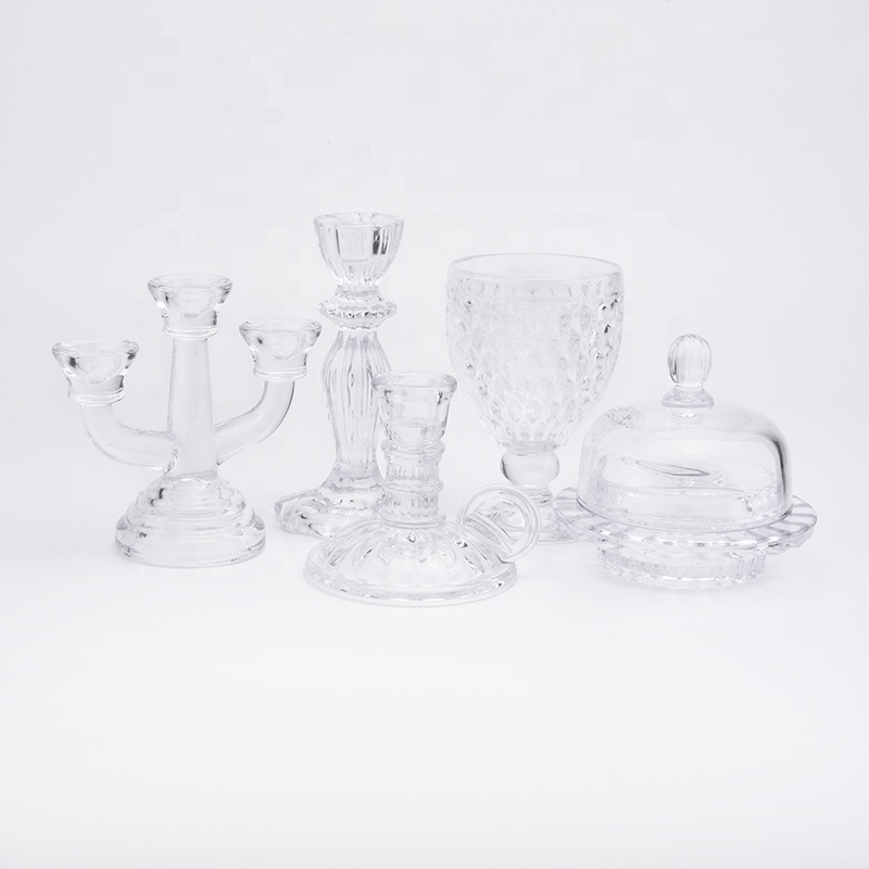 Clear crystal high candlestick glass votive candelabra living room decorative supplier