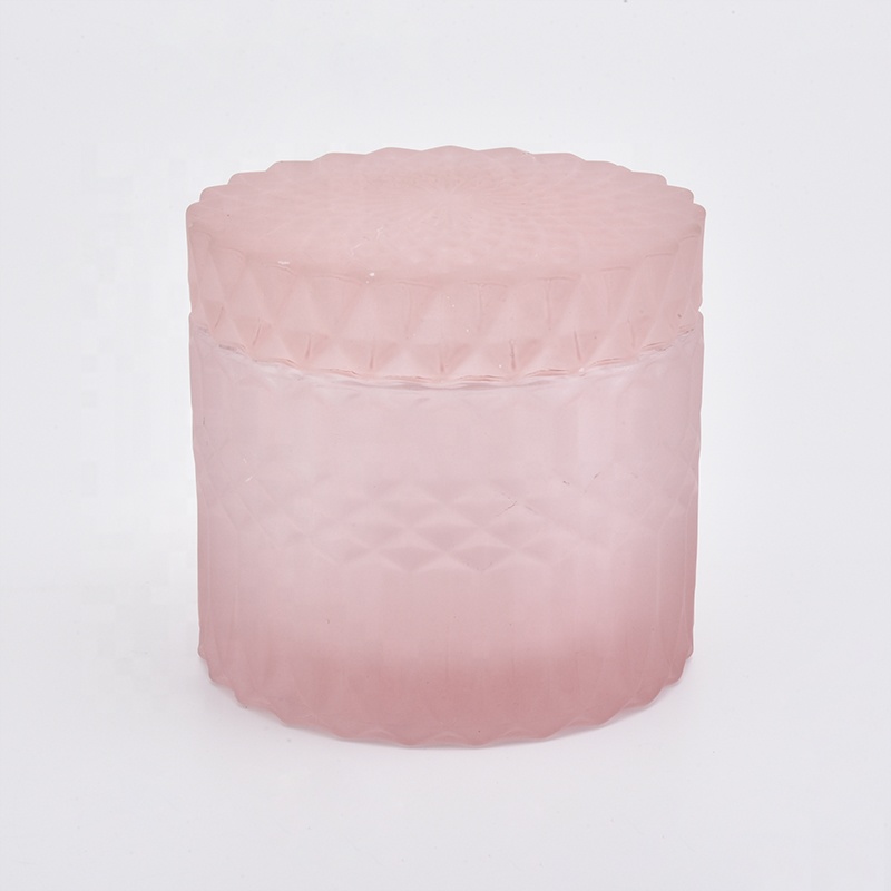 8oz Matte Pink Glass Candle Jars with Glass Lids Home Decor Pieces