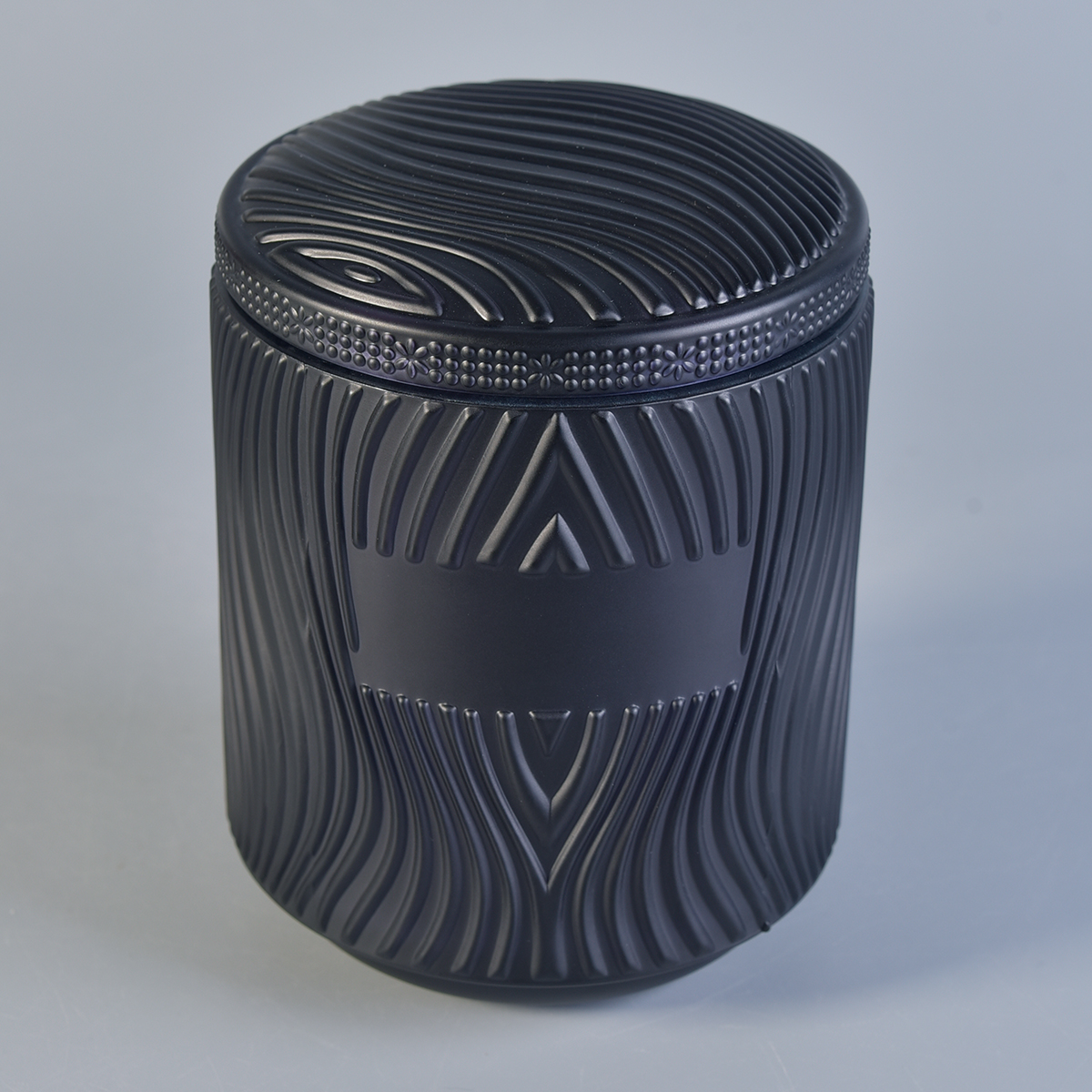 Black glass candle holder, textured glass jar for candle making