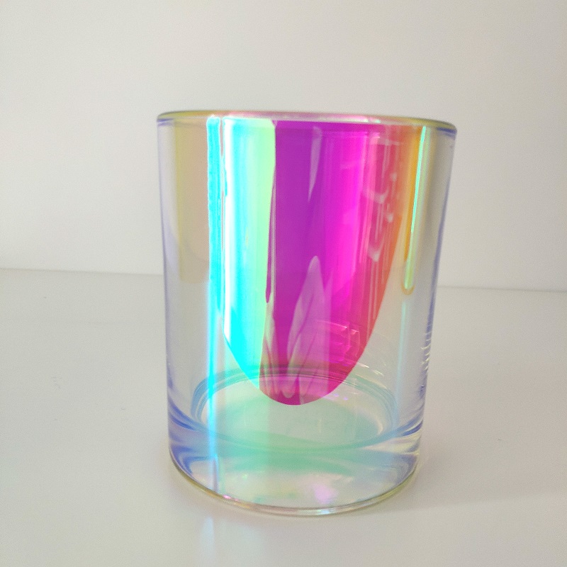 8 oz iridescent candle vessel unique glass votive candle holder