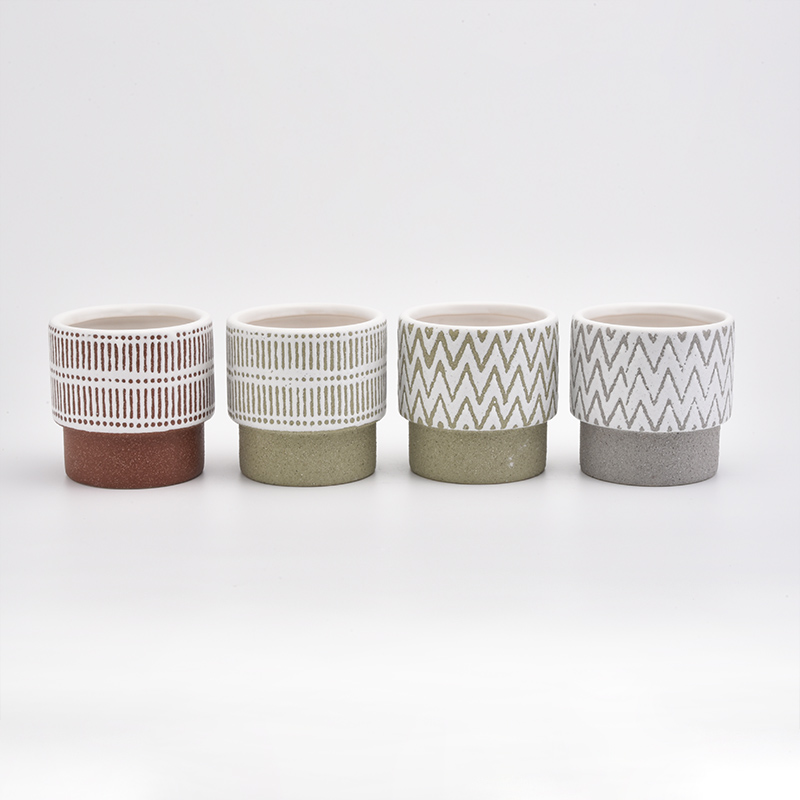 620ml Red Stripes Ceramic Candle Holder for Home Decoration