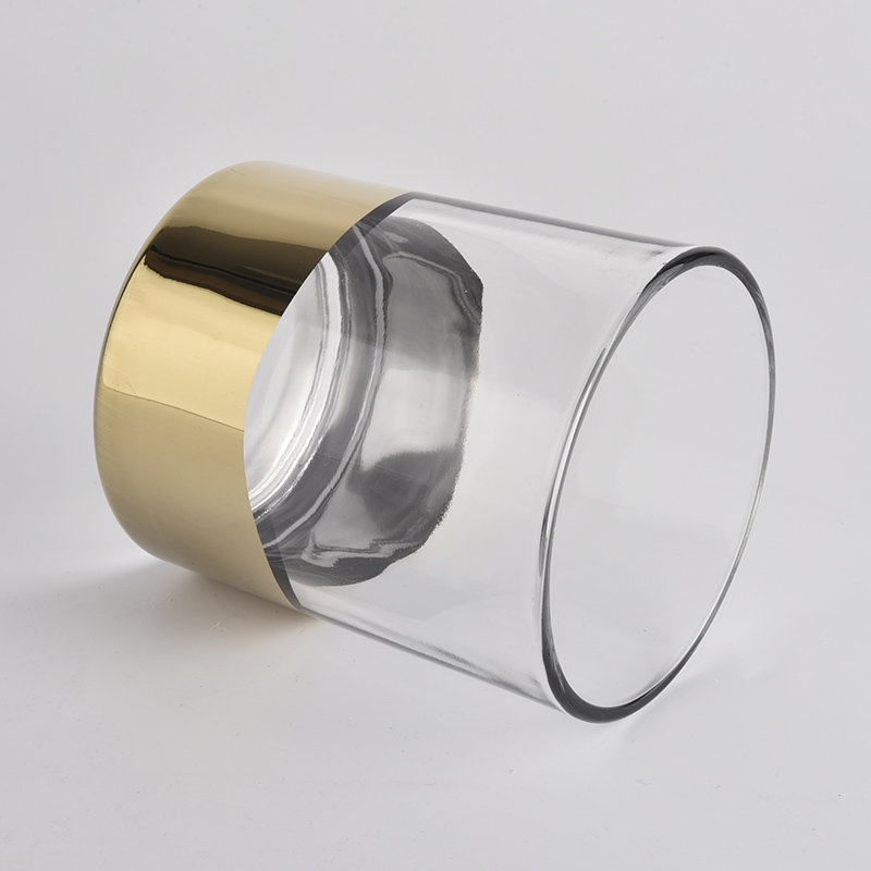 clear glass vessel with yellow bottom, popular cylinder shape glass candle vessels 12 oz