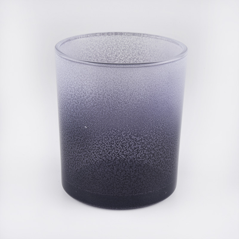 recycled empty frosted blue glass candle jar