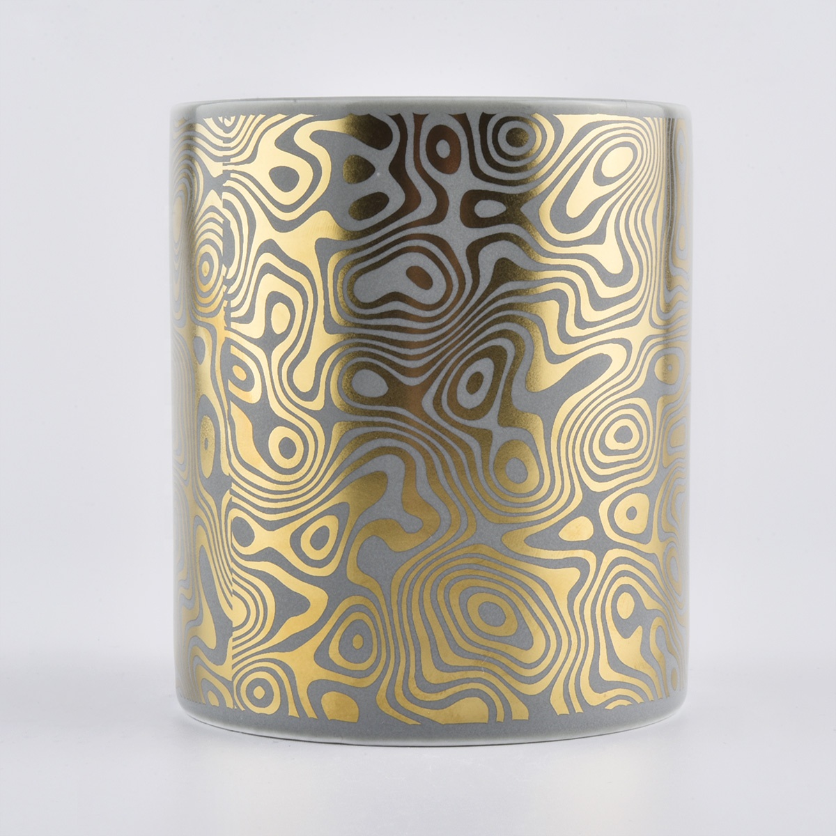 8oz 10oz Popular cylinder printed wick ceramic candle jars