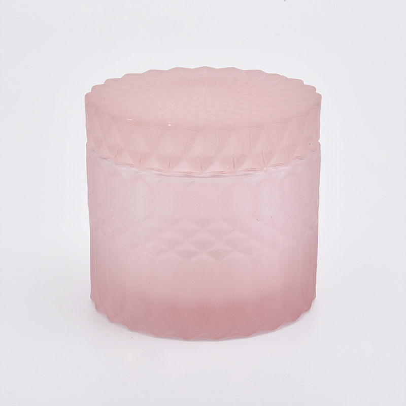 8oz Matte Pink Glass Candle Jars with Glass Lids